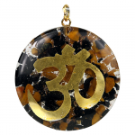 Orgonite pendentif OM tourmaline noire et jaspe jaune - 4 cm